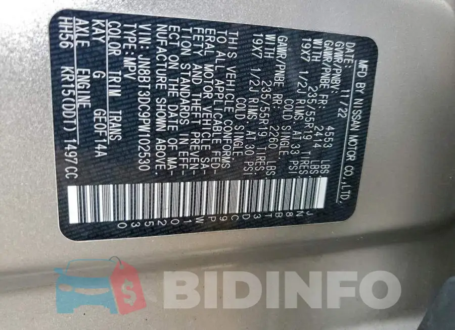 JN8BT3DC9PW102530 Photo# 13