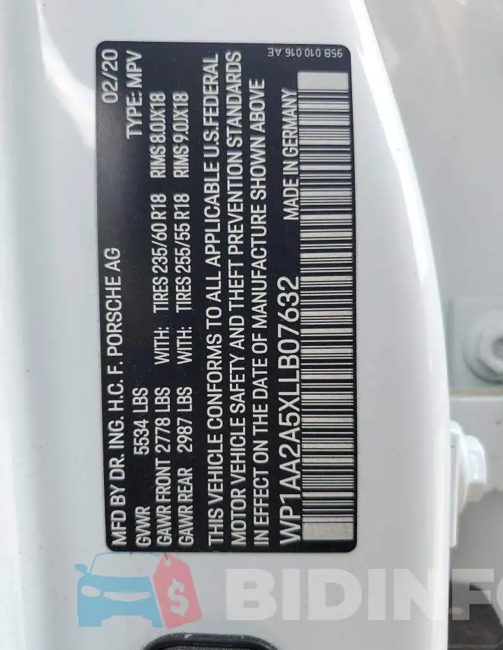 WP1AA2A5XLLB07632 Photo# 13