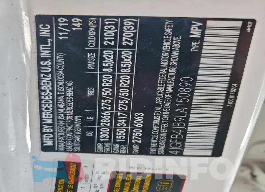 4JGFB4JB9LA150890 Photo# 13
