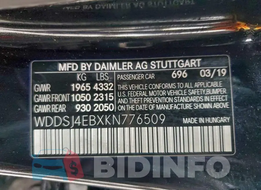 WDDSJ4EBXKN776509 Photo# 12