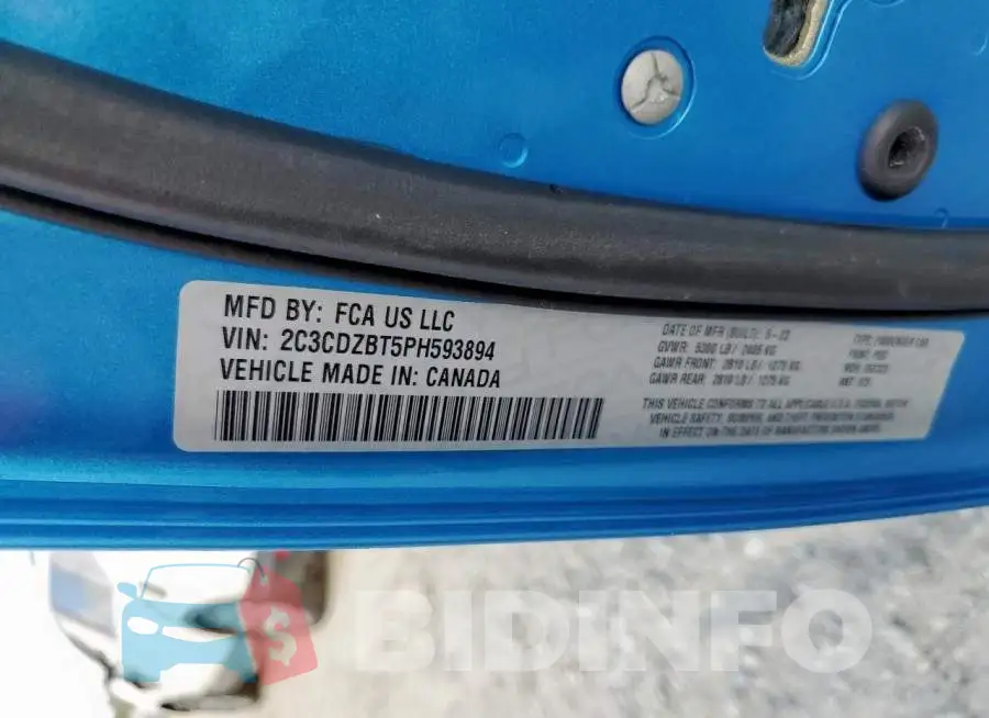 2C3CDZBT5PH593894 Photo# 12