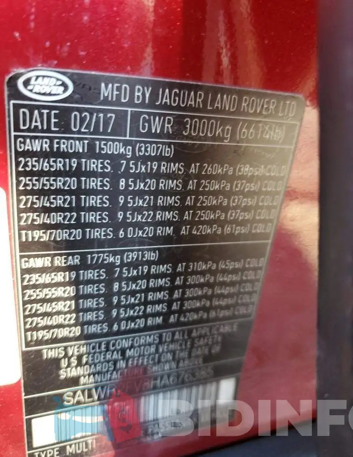 SALWR2FV8HA676385 Photo# 13