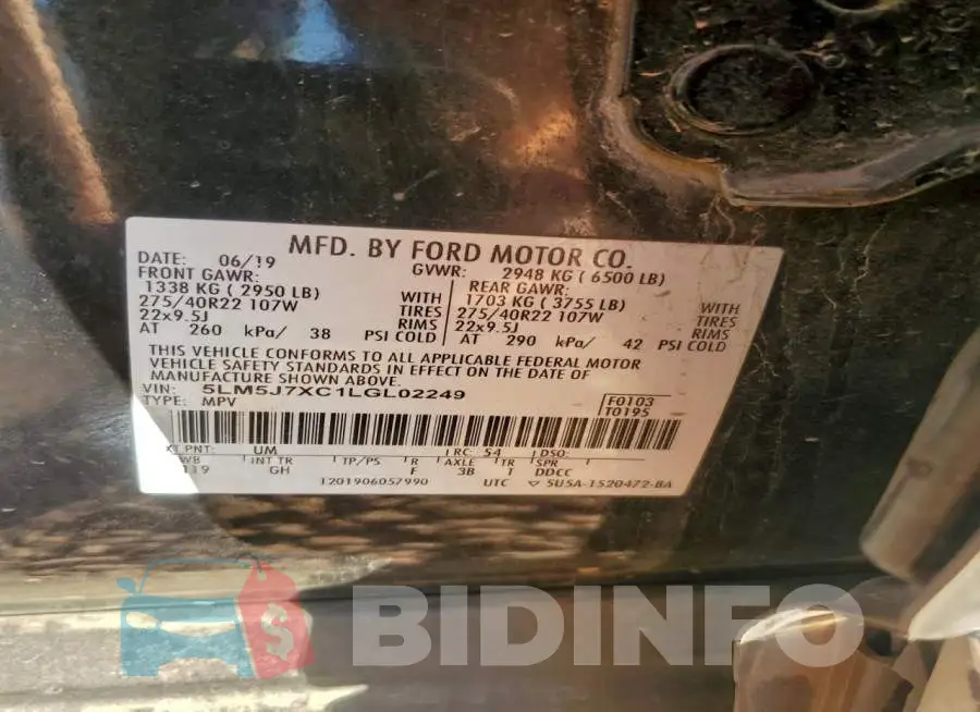 5LM5J7XC1LGL02249 Photo# 13