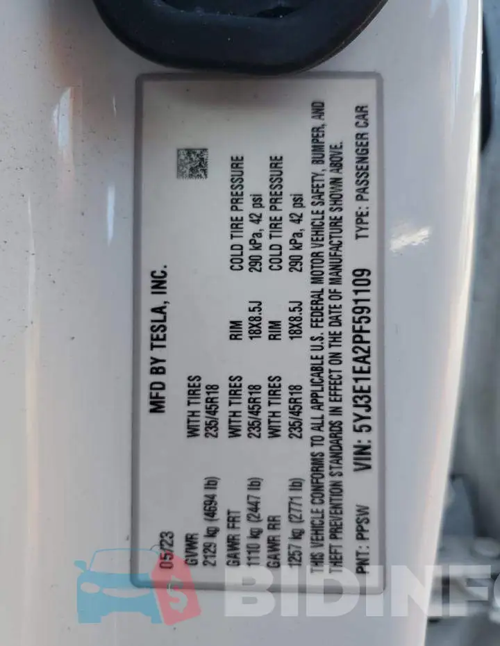 5YJ3E1EA2PF591109 Photo# 12