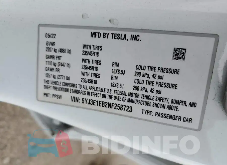 5YJ3E1EB2NF258723 Photo# 12
