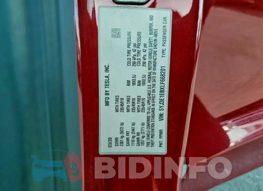 5YJ3E1EBXLF668201 Photo# 12