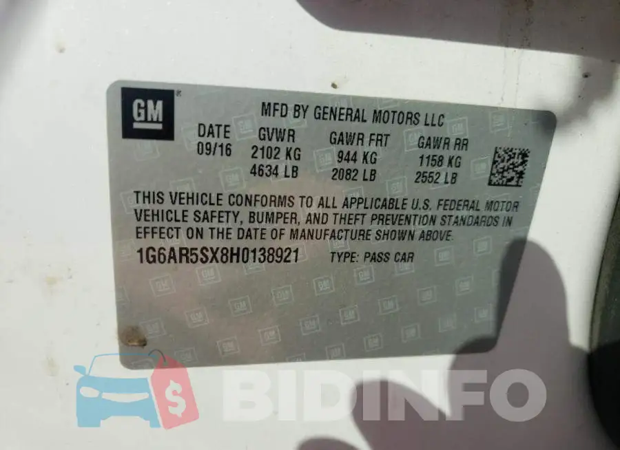 1G6AR5SX8H0138921 Photo# 12