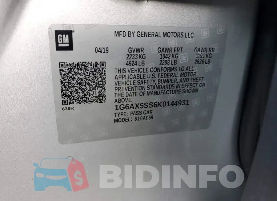 1G6AX5SS6K0144931 Photo# 12