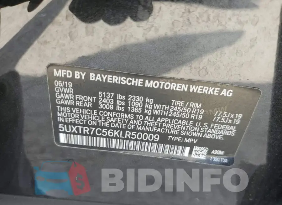 5UXTR7C56KLR50009 Photo# 13