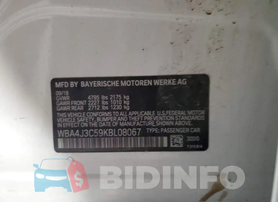 WBA4J3C59KBL08067 Photo# 12
