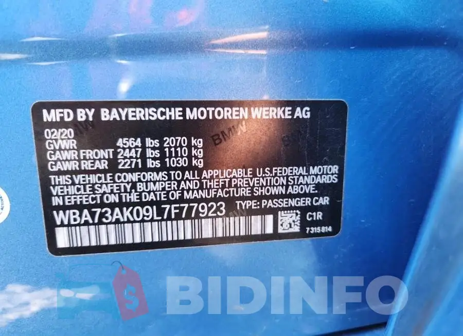 WBA73AK09L7F77923 Photo# 13