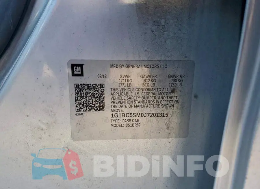 1G1BC5SM0J7201315 Photo# 12