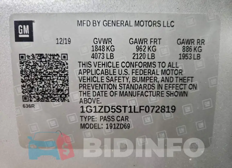 1G1ZD5ST1LF072819 Photo# 13