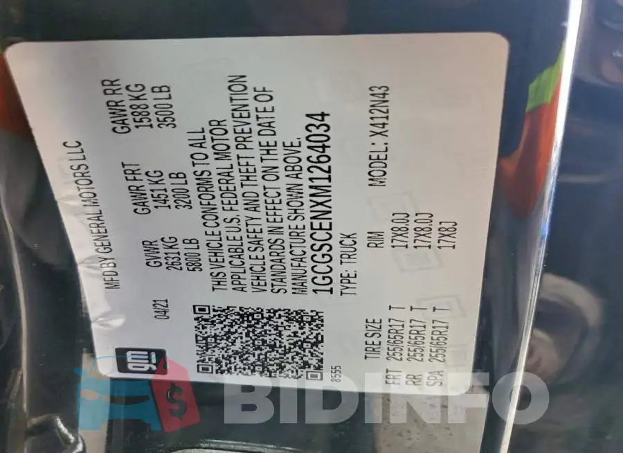 1GCGSCENXM1264034 Photo# 12