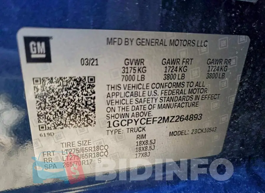 1GCPYCEF2MZ264893 Photo# 13