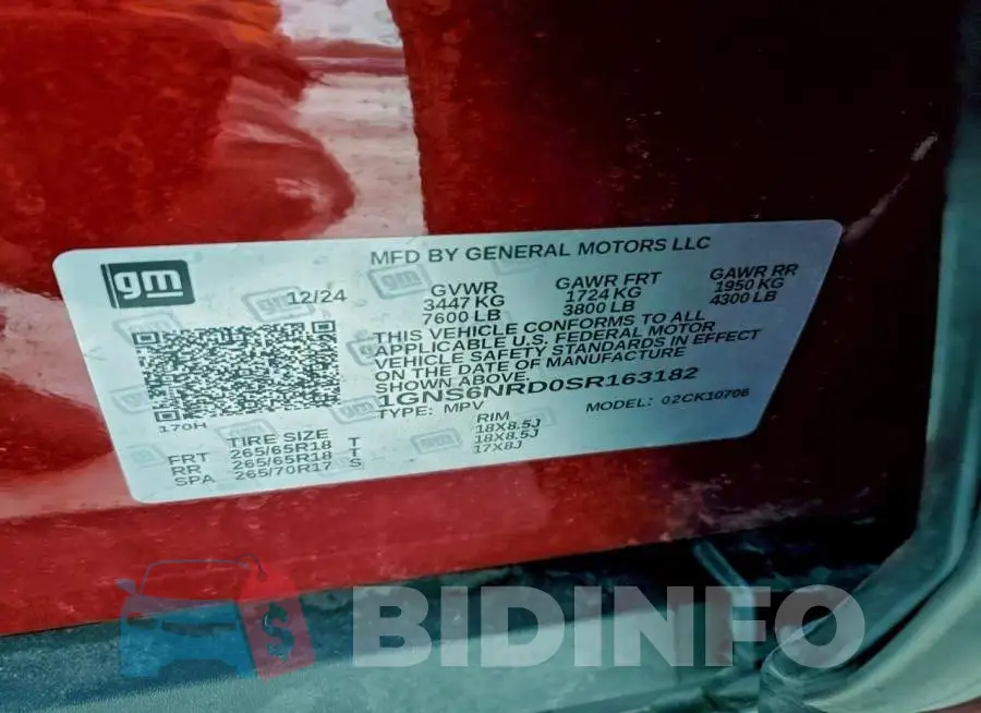 1GNS6NRD0SR163182 Photo# 13