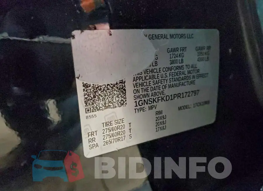1GNSKFKD1PR172797 Photo# 13