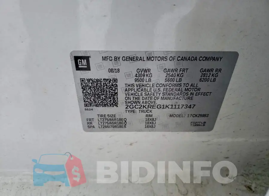 2GC2KREG1K1117347 Photo# 12