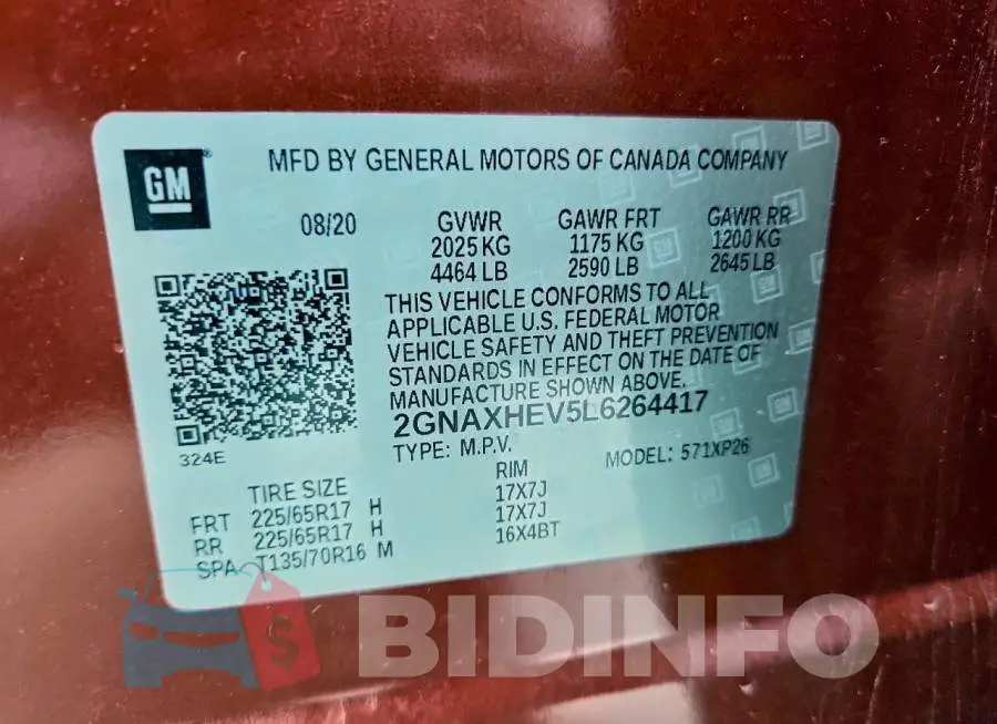 2GNAXHEV5L6264417 Photo# 14
