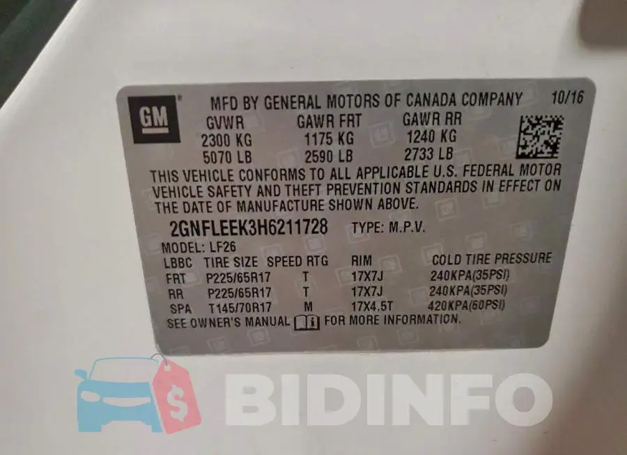 2GNFLEEK3H6211728 Photo# 13