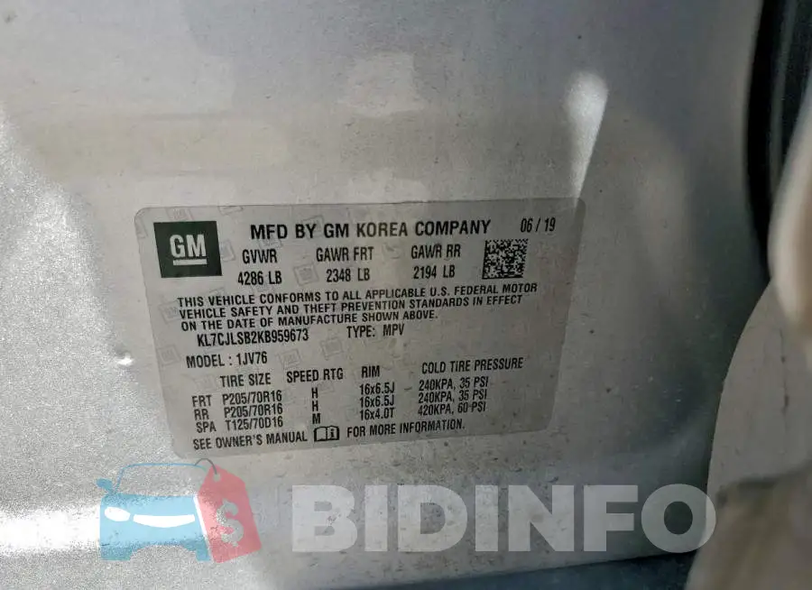 KL7CJLSB2KB959673 Photo# 13