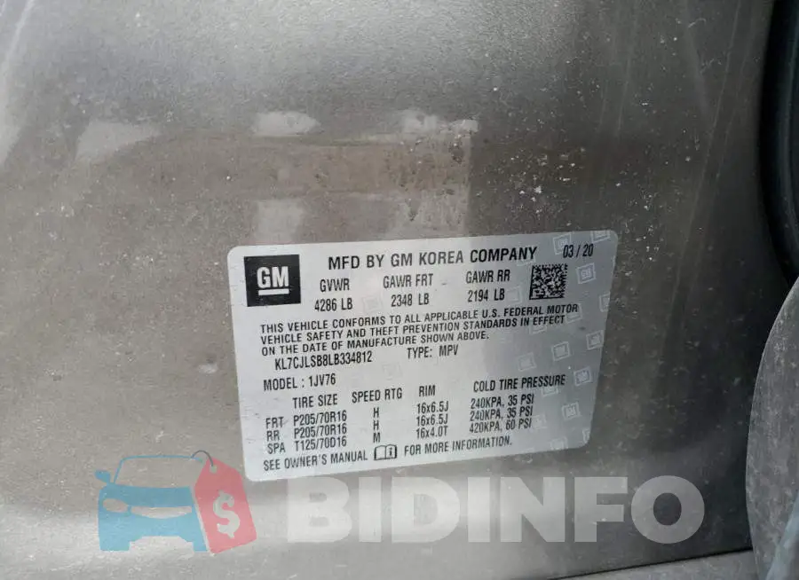 KL7CJLSB8LB334812 Photo# 14