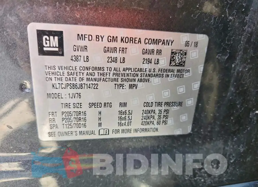 KL7CJPSB6JB714722 Photo# 12