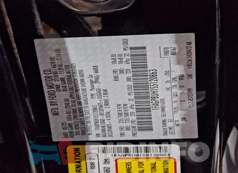 1FAGP8UH1S5120863 Photo# 12