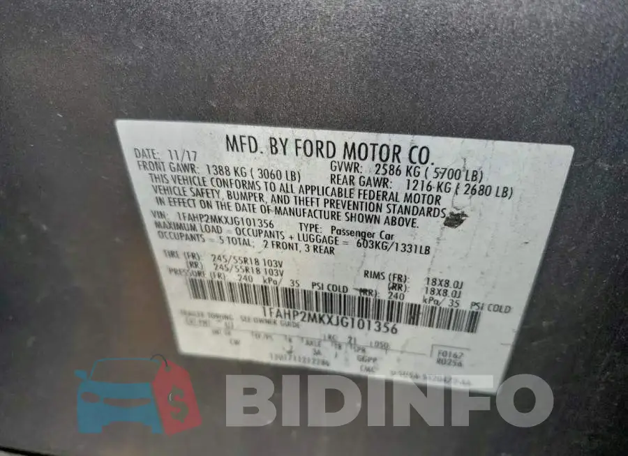 1FAHP2MKXJG101356 Photo# 12