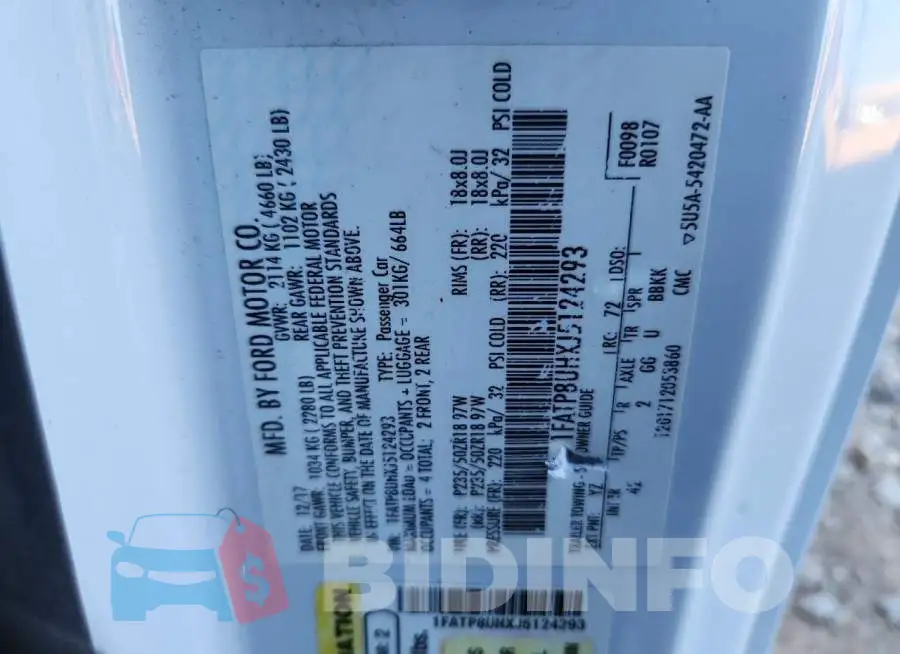 1FATP8UHXJ5124293 Photo# 13