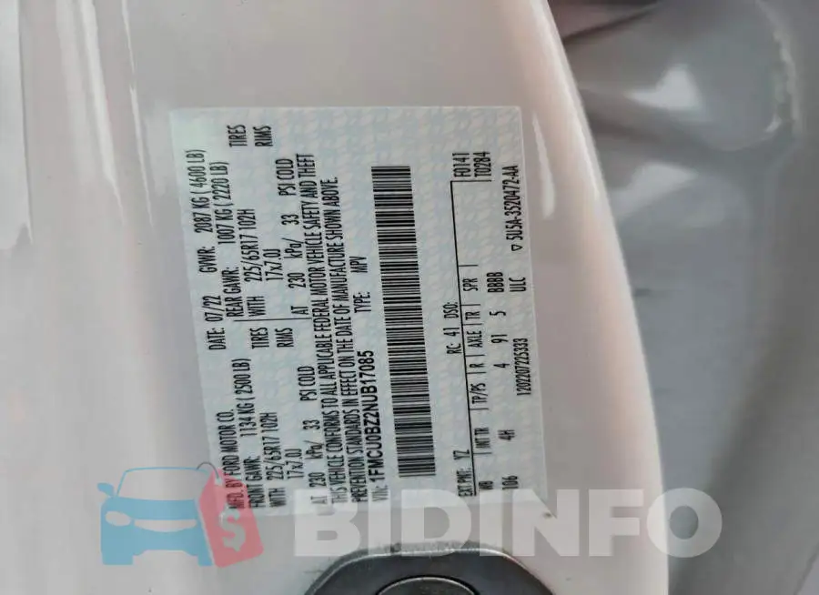 1FMCU0BZ2NUB17085 Photo# 14