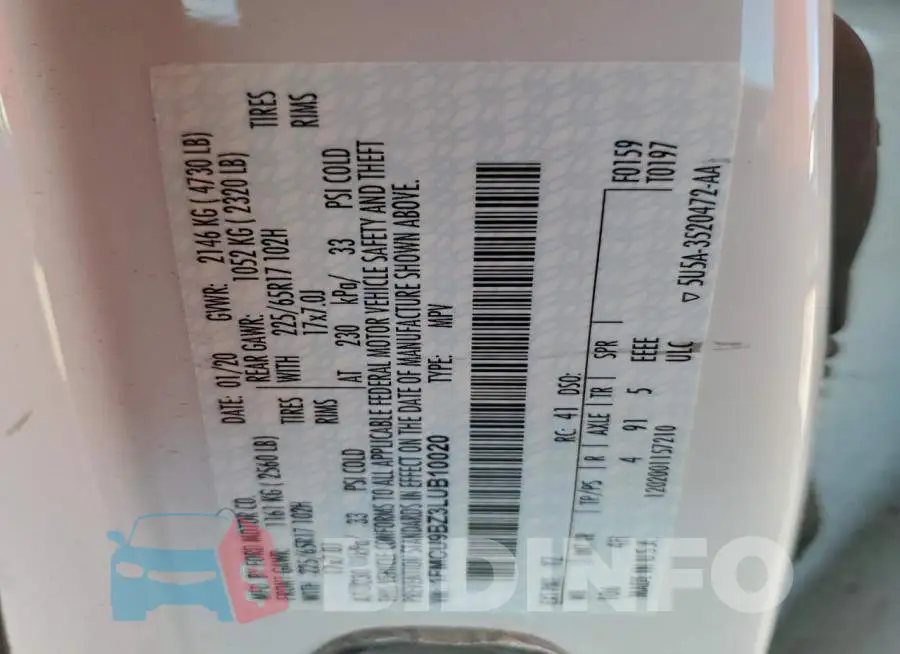 1FMCU9BZ3LUB10020 Photo# 14