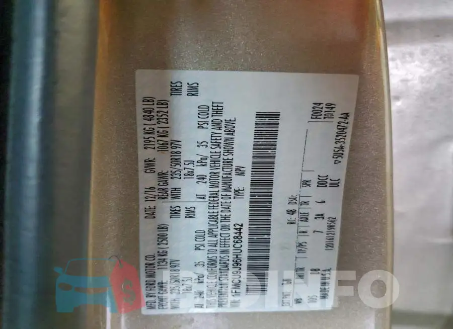 1FMCU9J96HUC68442 Photo# 13