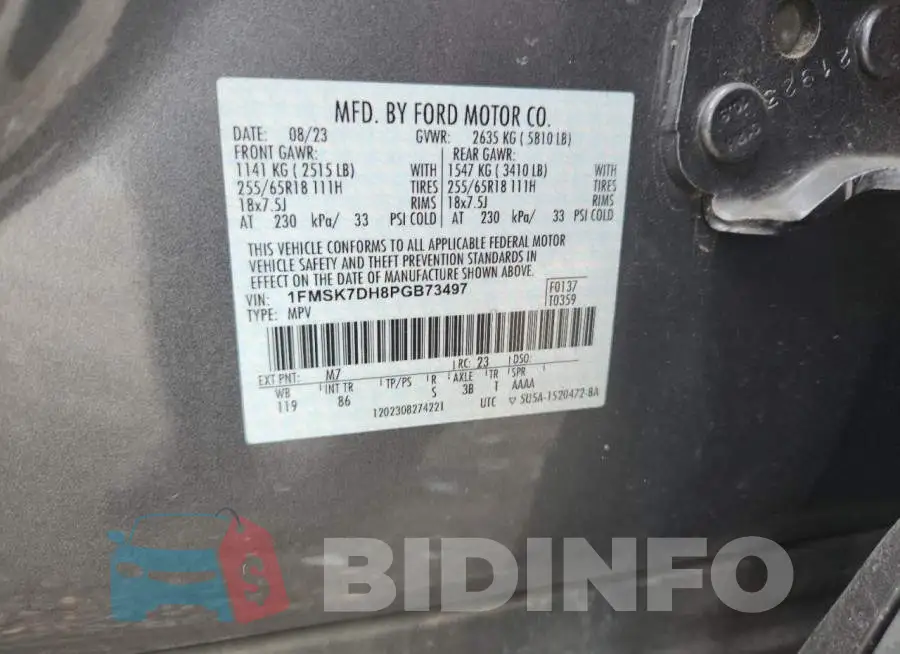 1FMSK7DH8PGB73497 Photo# 12