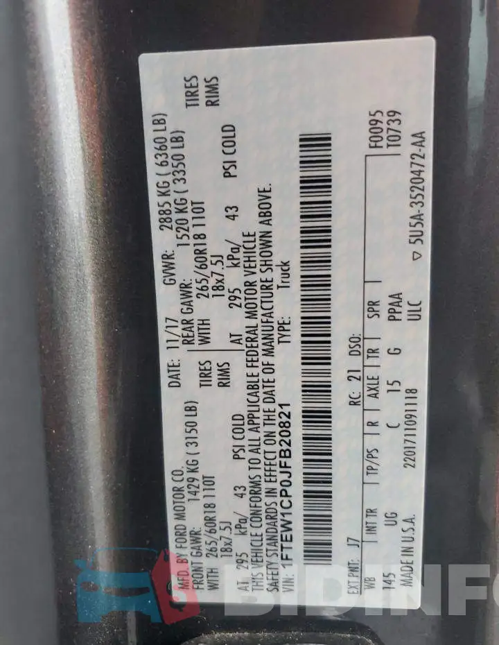 1FTEW1CP0JFB20821 Photo# 12