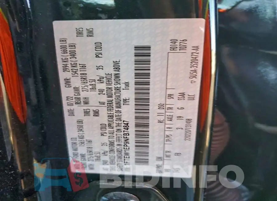 1FTEW1EP9NFB74847 Photo# 12