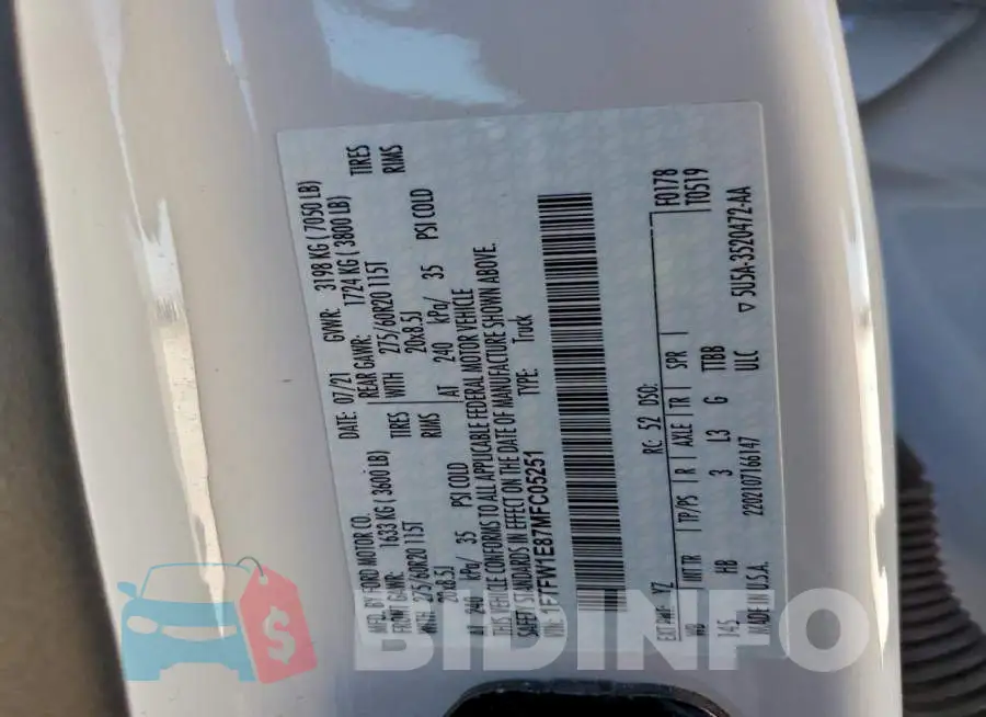 1FTFW1E87MFC05251 Photo# 13