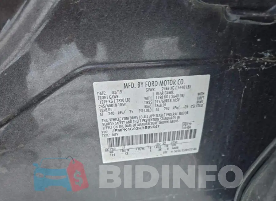 2FMPK4G93KBB89647 Photo# 13