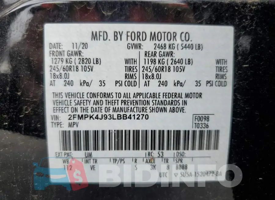 2FMPK4J93LBB41270 Photo# 14