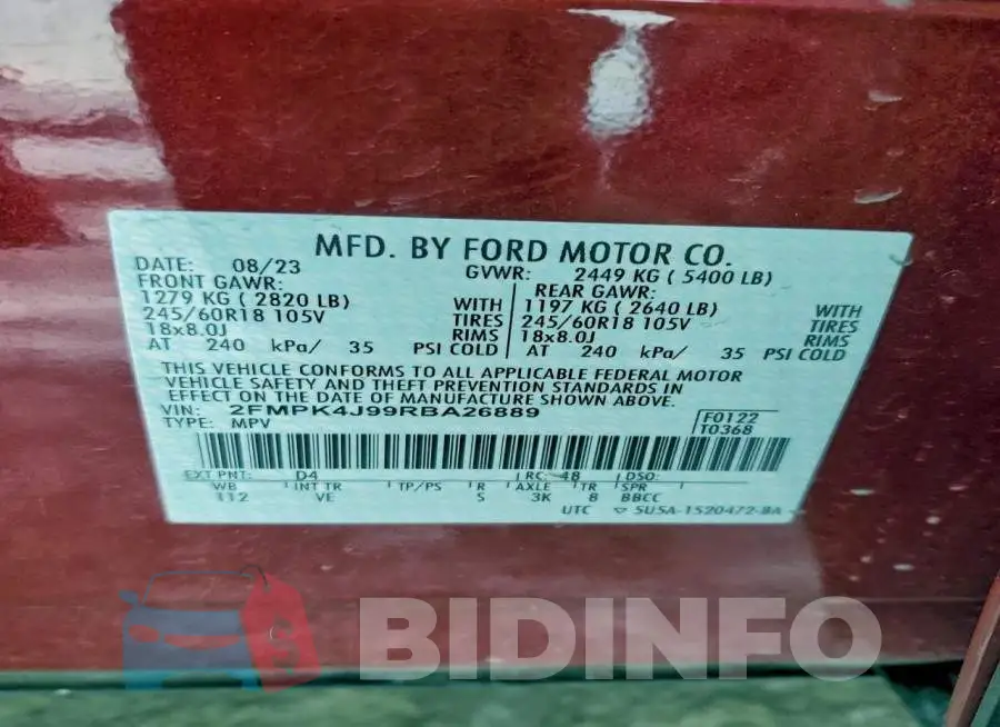 2FMPK4J99RBA26889 Photo# 13