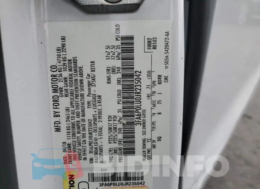 3FA6P0LU0JR235042 Photo# 12