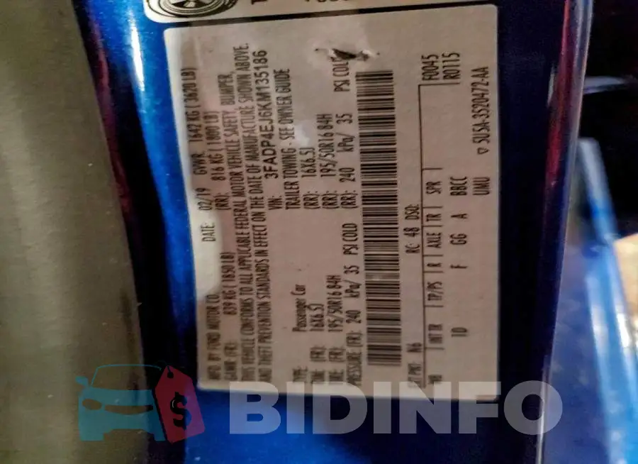 3FADP4EJ6KM135186 Photo# 12