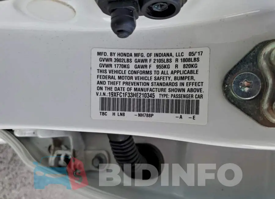 19XFC1F33HE210345 Photo# 13
