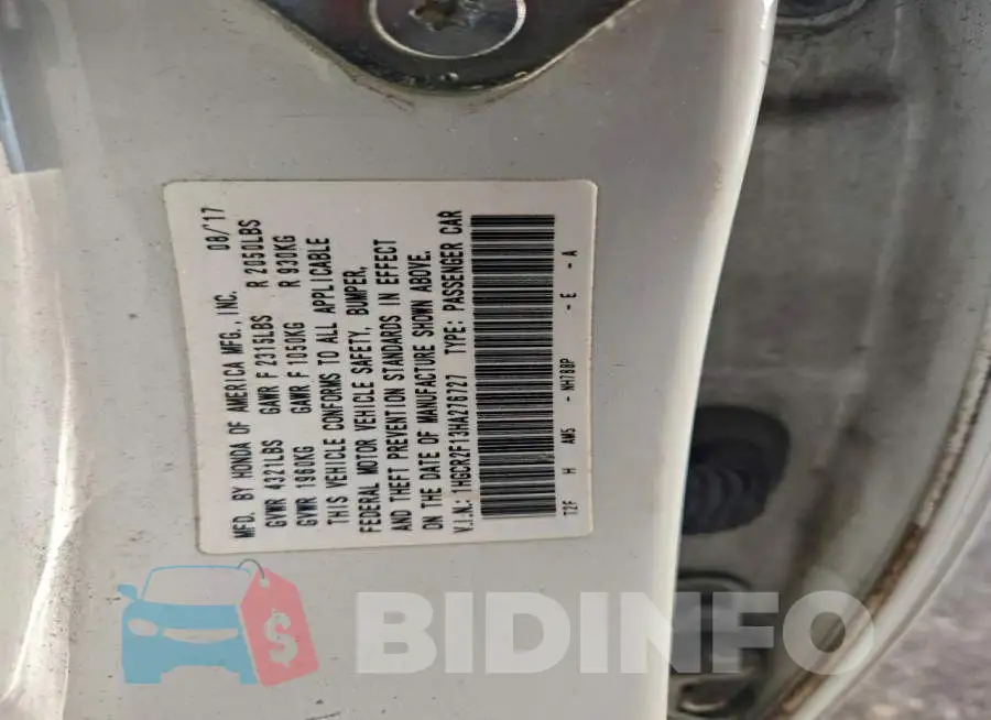 1HGCR2F13HA276727 Photo# 13