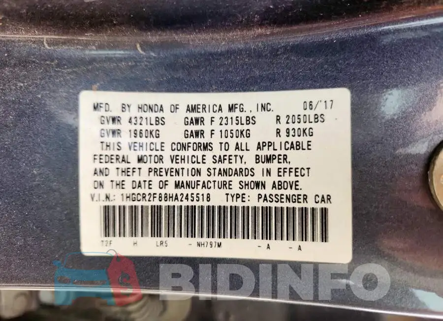 1HGCR2F88HA245518 Photo# 13