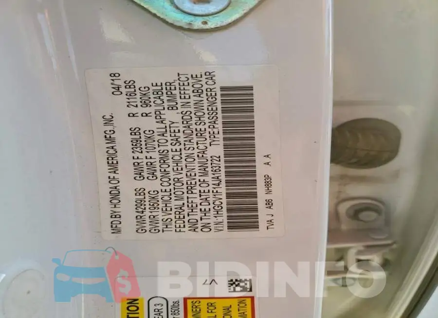 1HGCV1F14JA163722 Photo# 12
