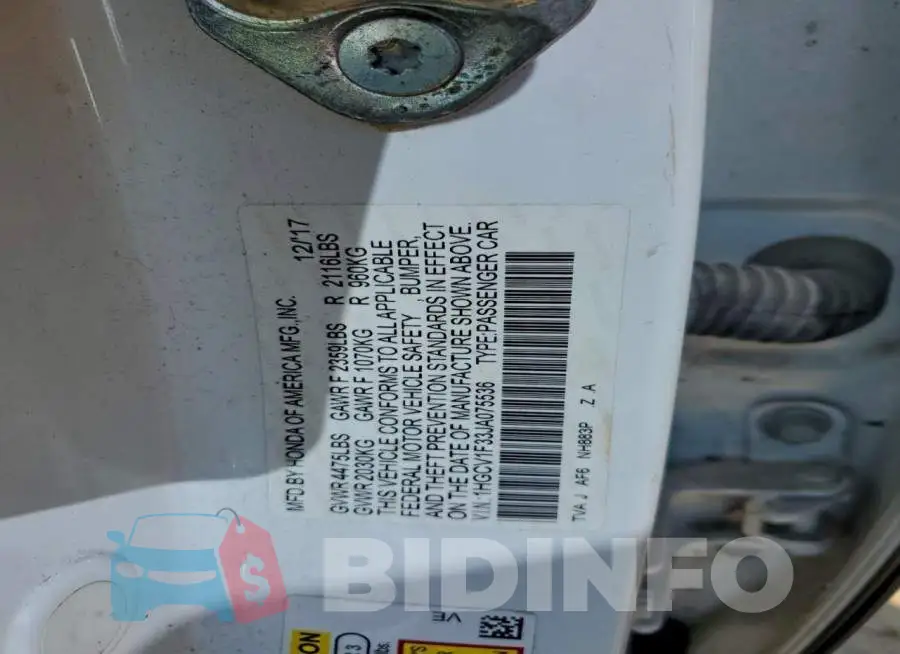 1HGCV1F33JA075536 Photo# 12