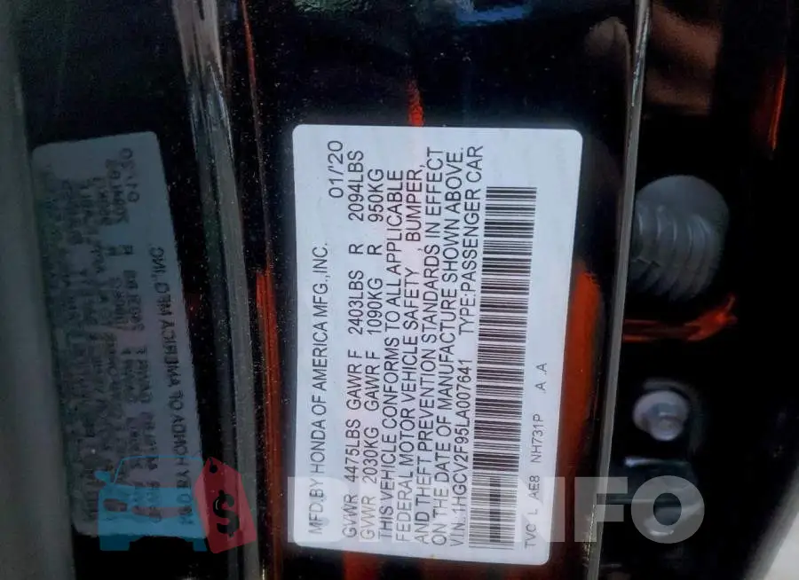 1HGCV2F95LA007641 Photo# 12