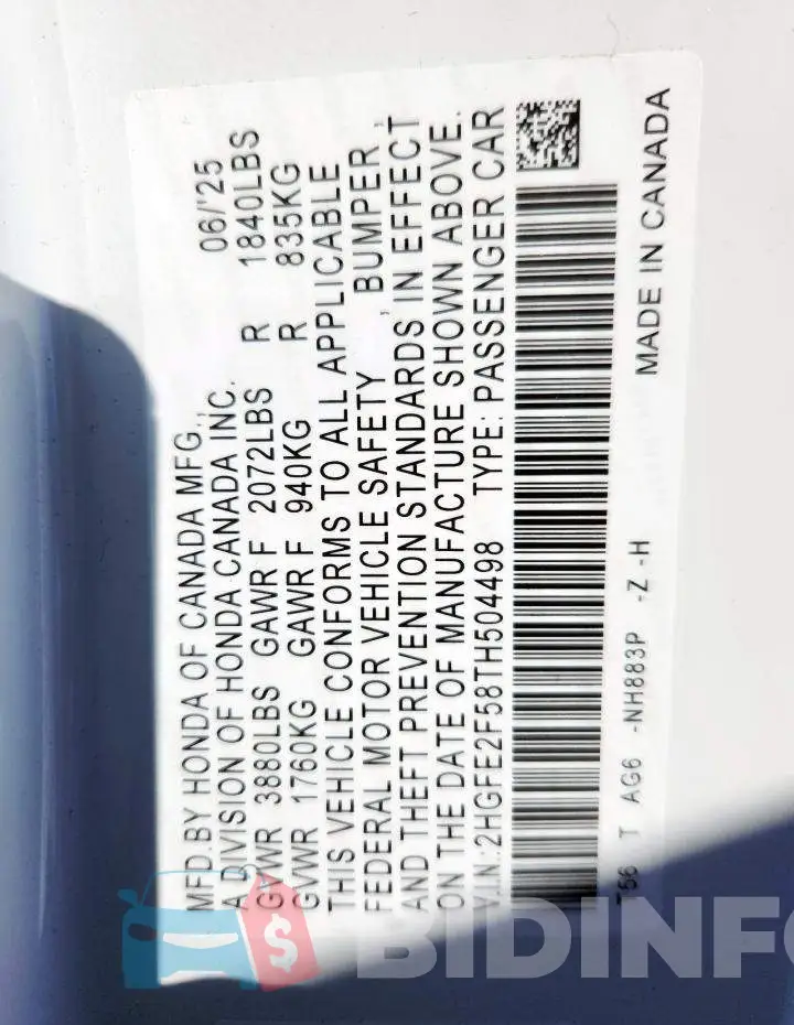 2HGFE2F58TH504498 Photo# 12