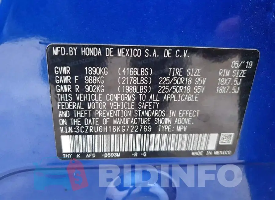 3CZRU6H16KG722769 Photo# 13